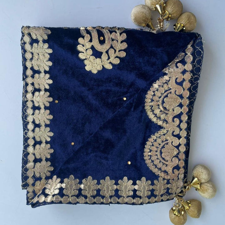 anokherang Dupattas Copy of Wine Ethnic Gota Patti Motifs Embroidered Velvet Dupatta
