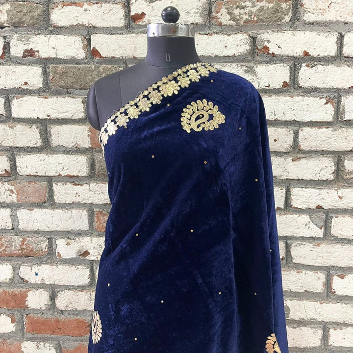 anokherang Dupattas Copy of Wine Ethnic Gota Patti Motifs Embroidered Velvet Dupatta