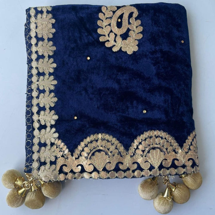 anokherang Dupattas Copy of Wine Ethnic Gota Patti Motifs Embroidered Velvet Dupatta