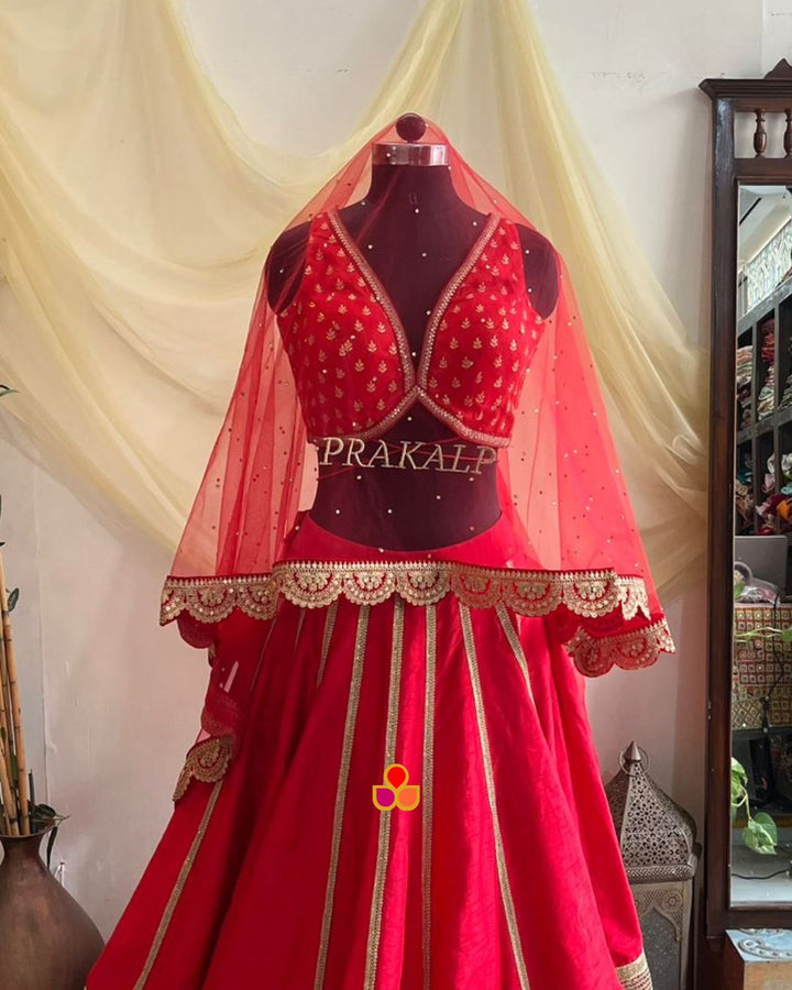 anokherang Dupattas Customized Bridal Veil Red Saugaat Stone Scalloped Net Veil with any Text of your Choice (Name, Hashtags, Date, Message to your loved one etc.) up to 12 characters