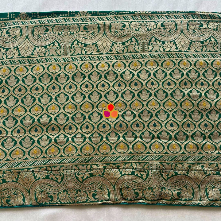 anokherang Dupattas Emerald Green Royale Banarasi Bandhej Dupatta
