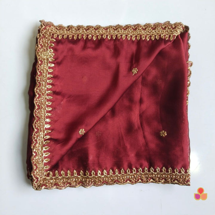 anokherang Dupattas Glam Rust Hand Embroidered Silk Dupatta