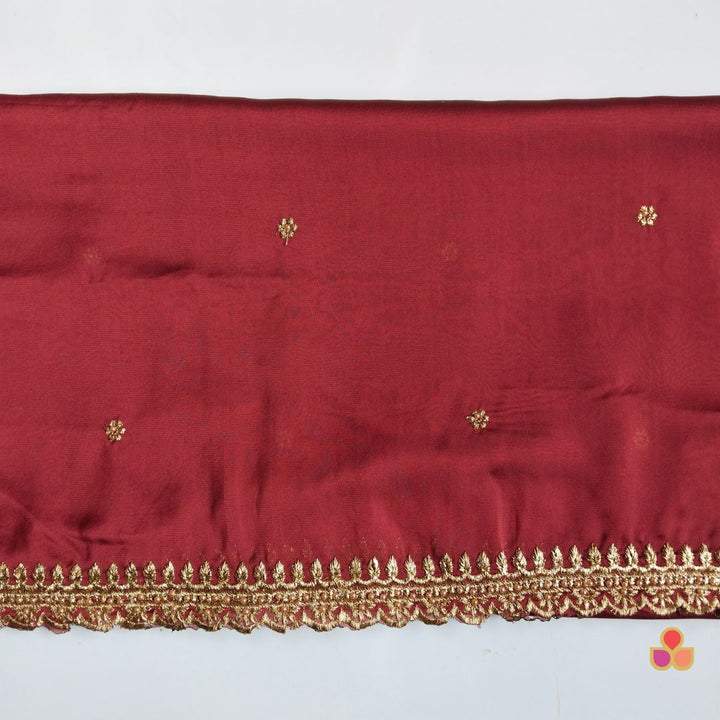 anokherang Dupattas Glam Rust Hand Embroidered Silk Dupatta