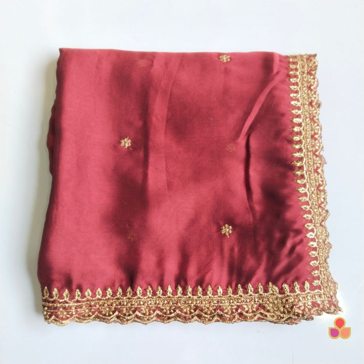 anokherang Dupattas Glam Rust Hand Embroidered Silk Dupatta
