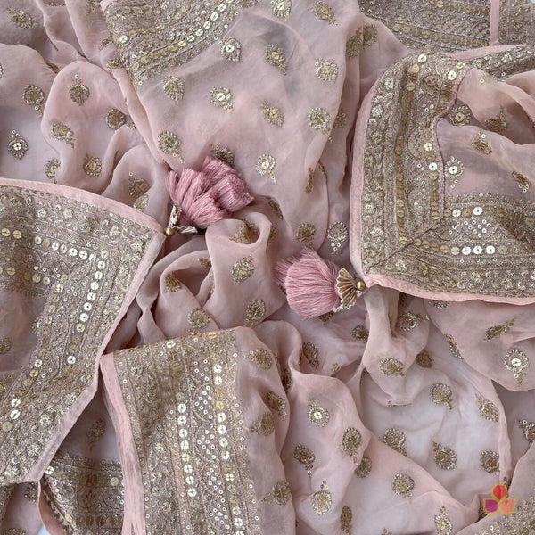 Baby Pink Embellished Silk Dupatta main image 0
