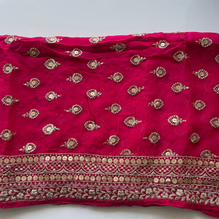 anokherang Dupattas Glamour Pink Gold Sequin Georgette Dupatta
