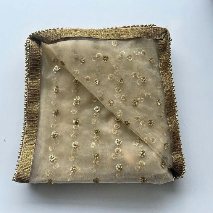 anokherang Dupattas Gold Sequenced Net Dupatta