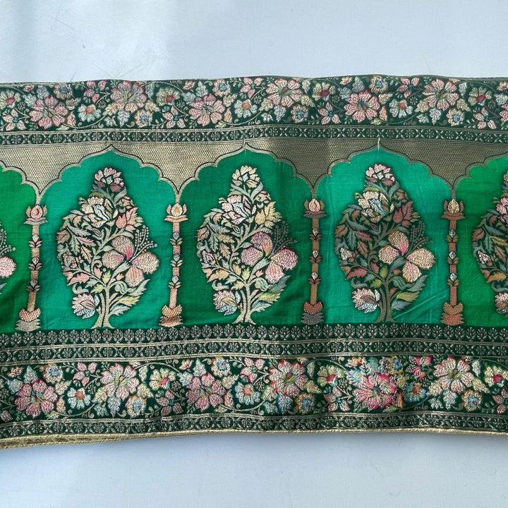 anokherang Dupattas Green Banarsi Multicolor Floral Georgette Dupatta