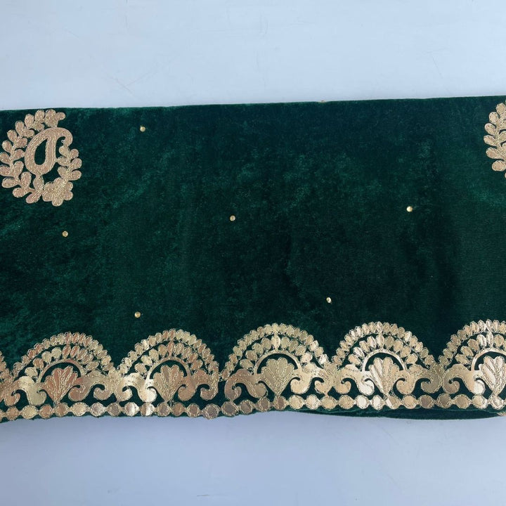 anokherang Dupattas Green Ethnic Gota Patti Motifs Embroidered Velvet Dupatta