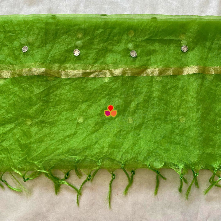 anokherang Dupattas Green Foil Gotta Organza Dupatta