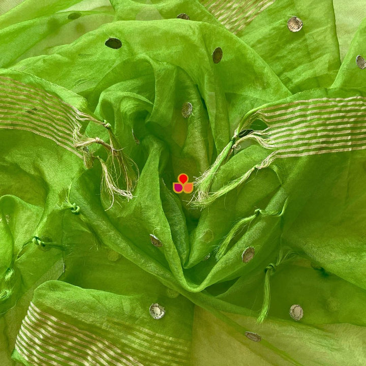 anokherang Dupattas Green Foil Gotta Organza Dupatta