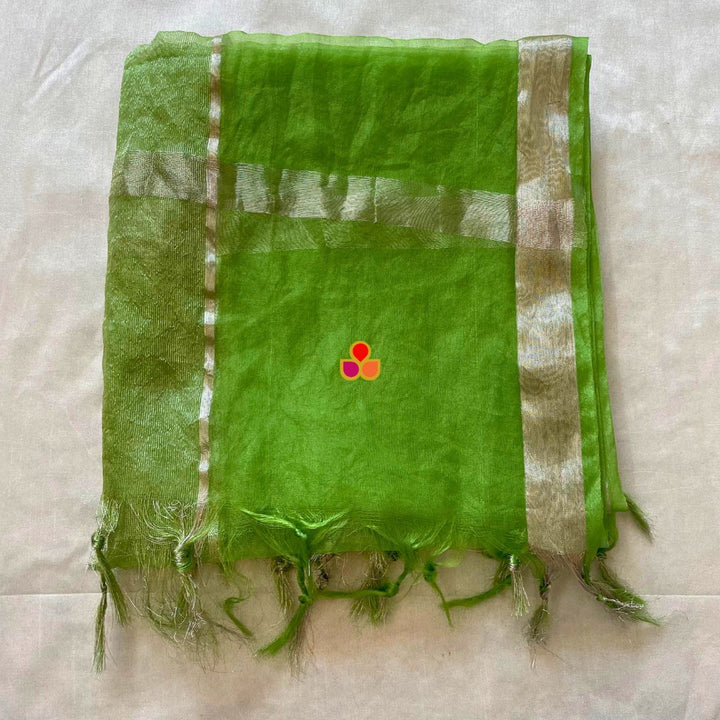 anokherang Dupattas Green Glow Zari Organza Dupatta