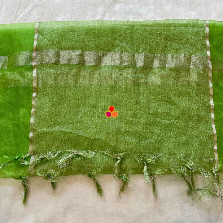 anokherang Dupattas Green Glow Zari Organza Dupatta