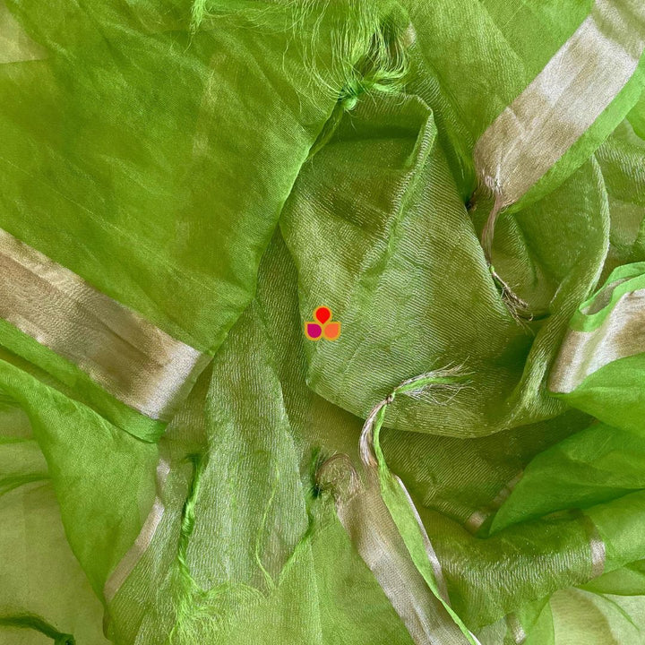 anokherang Dupattas Green Glow Zari Organza Dupatta