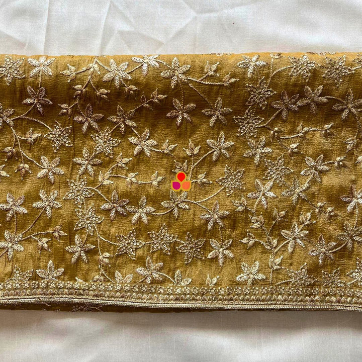 anokherang Dupattas Gulnaar Gold Zari Embroidered Organza Dupatta