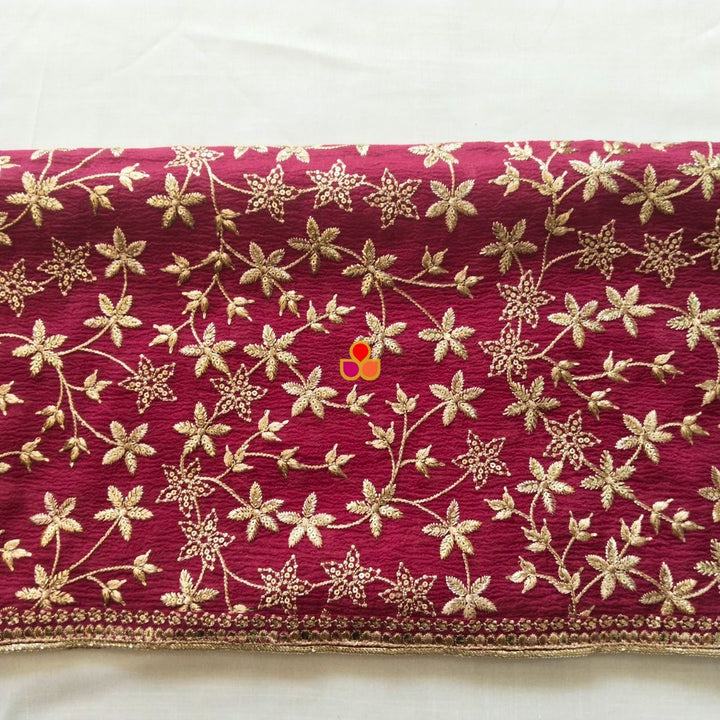 anokherang Dupattas Gulnaar Pink Zari Embroidered Organza Dupatta
