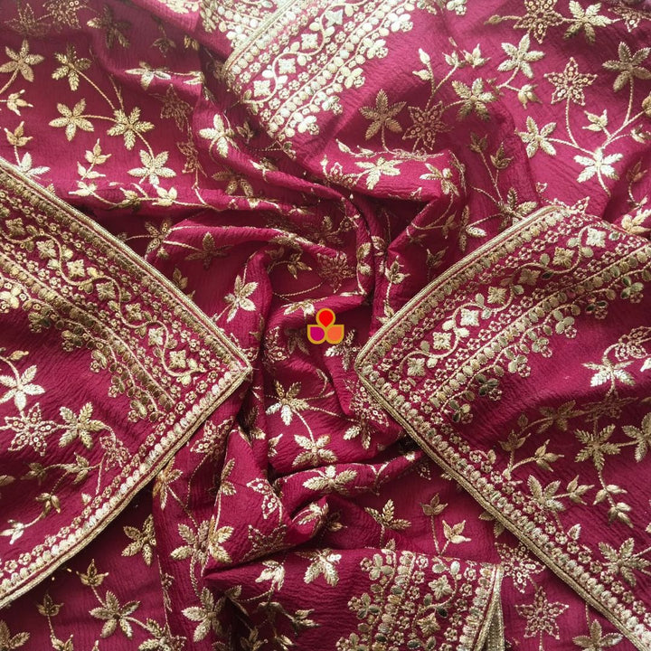 anokherang Dupattas Gulnaar Pink Zari Embroidered Organza Dupatta