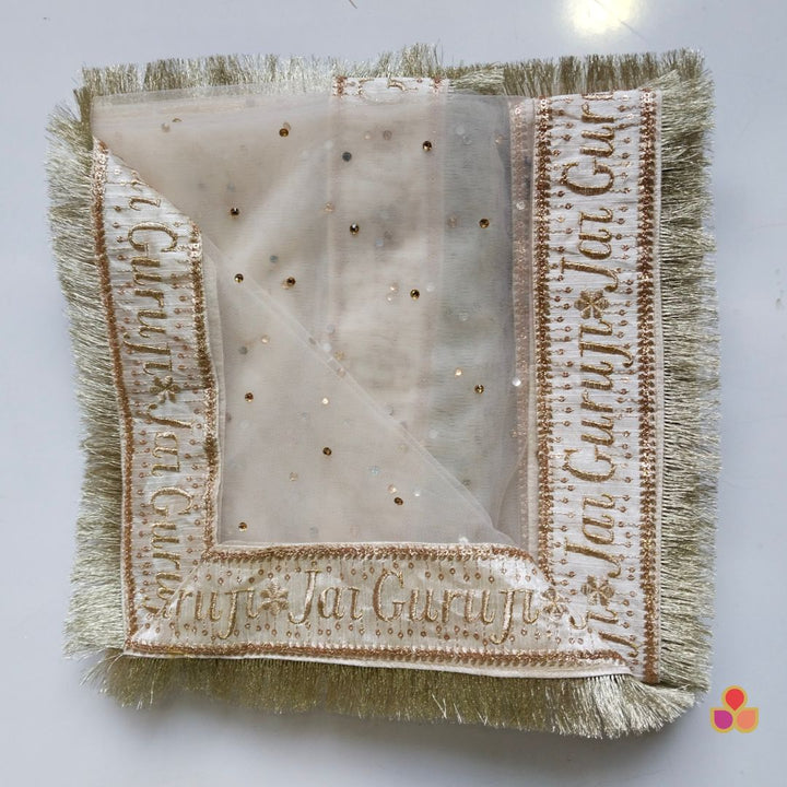 anokherang Dupattas Guru Ji Ivory Net Stone Dupatta