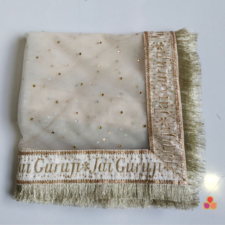 anokherang Dupattas Guru Ji Ivory Net Stone Dupatta