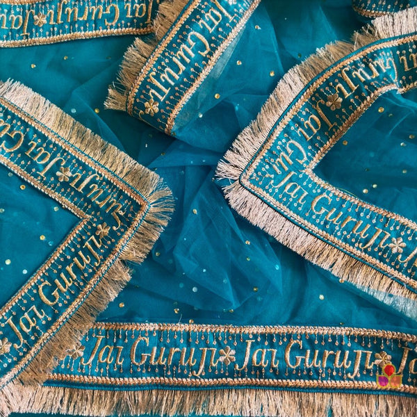 anokherang Dupattas Guru Ji Ivory Net Stone Dupatta (Copy)