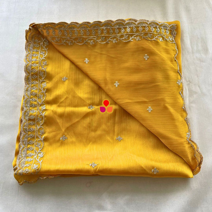 anokherang Dupattas Haldi Yellow textured Chinon Dupatta