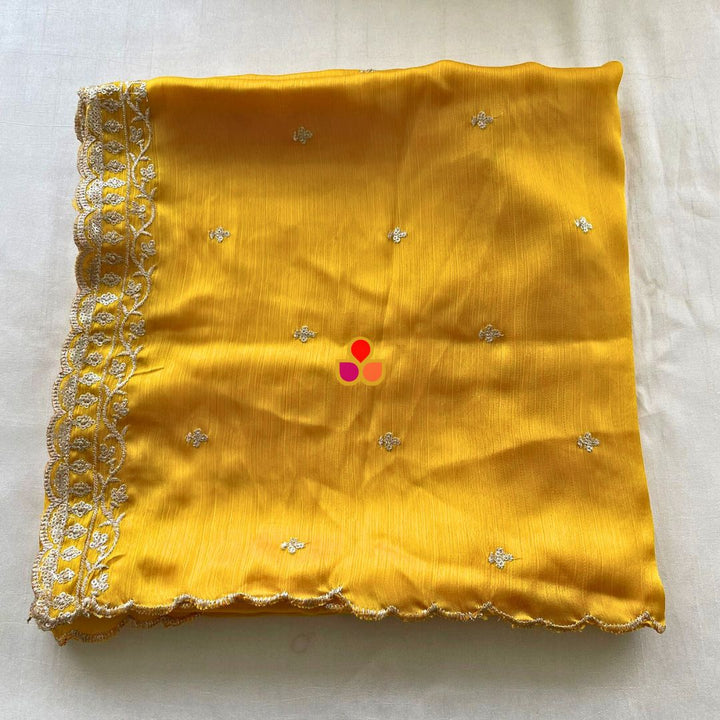 anokherang Dupattas Haldi Yellow textured Chinon Dupatta