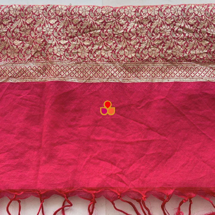 anokherang Dupattas Hot Pink Resham Zari Silk Dupatta