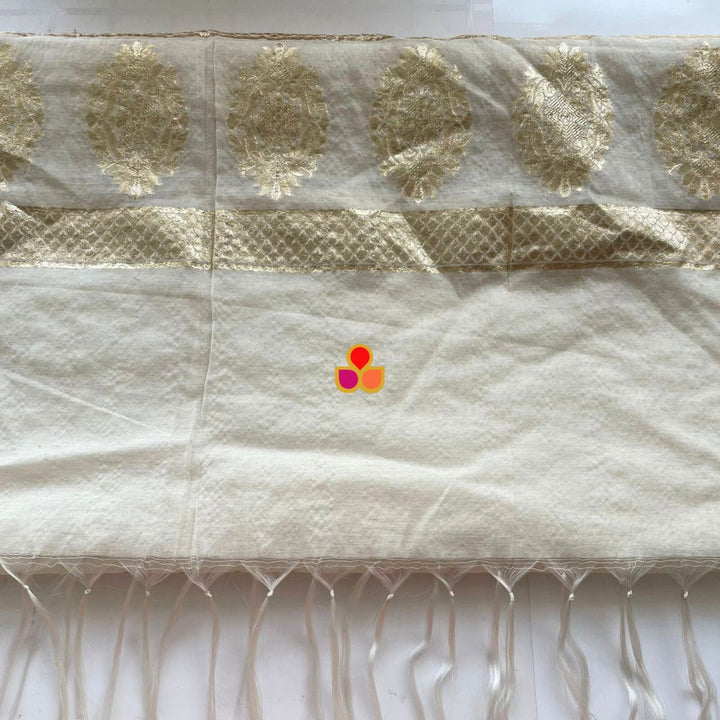 anokherang Dupattas Ivory Charm Polka Zari Organza Dupatta