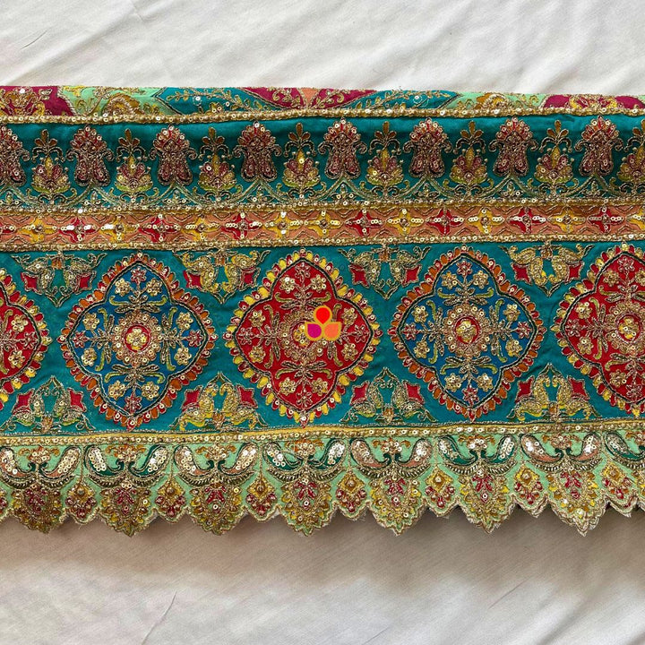 anokherang Dupattas Jugni Blue and Green Multicolor Zari Georgette Dupatta