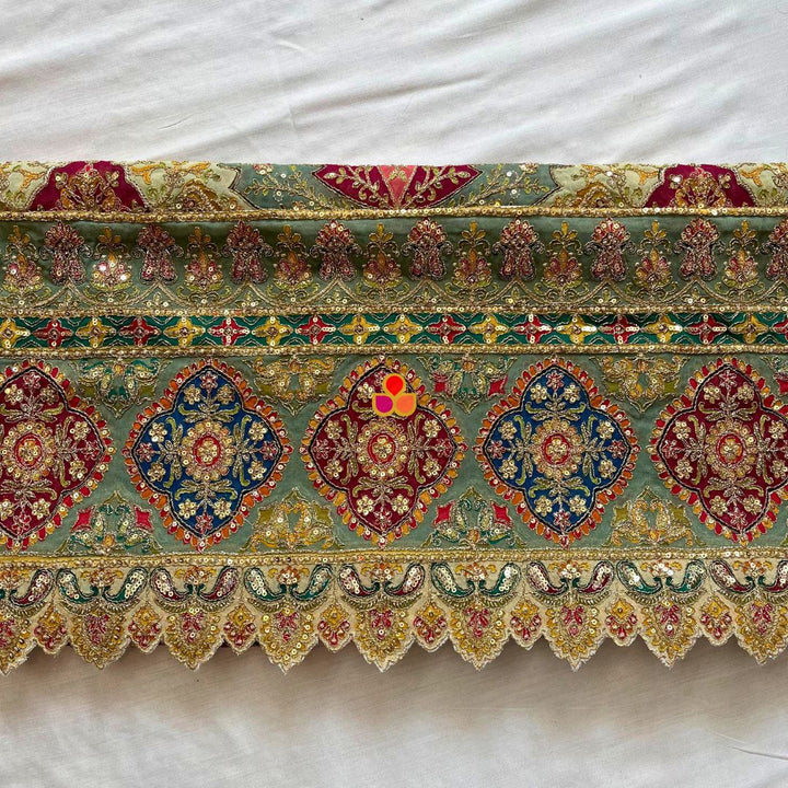 anokherang Dupattas Jugni Grey and Red Multicolor Zari Georgette Dupatta
