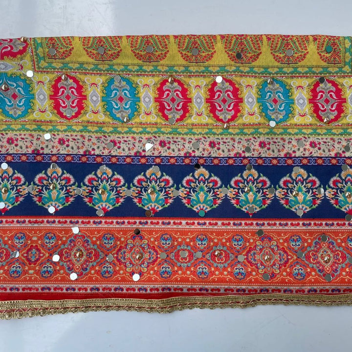 anokherang Dupattas Jugni Orange Yellow Mirror Stone Dupatta