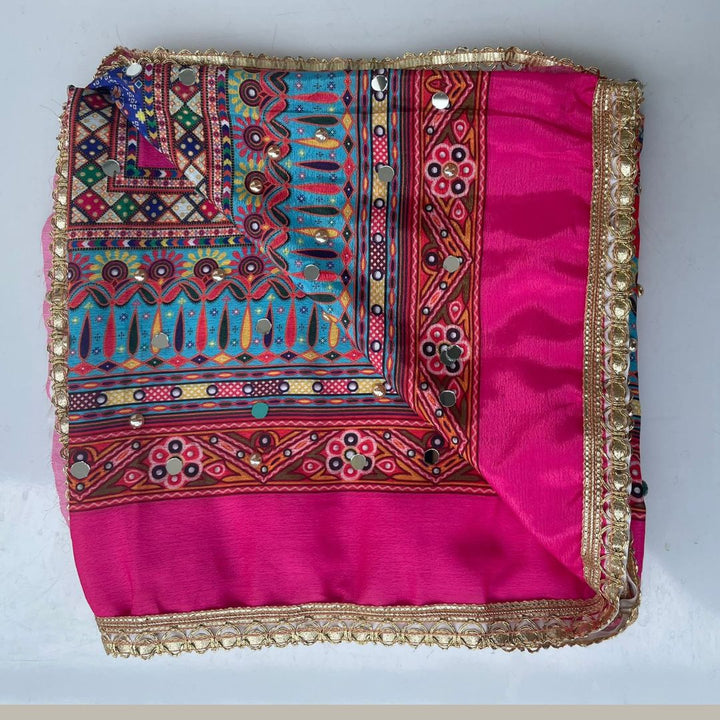 anokherang Dupattas Jugni Pink Blue Mirror Stone Dupatta