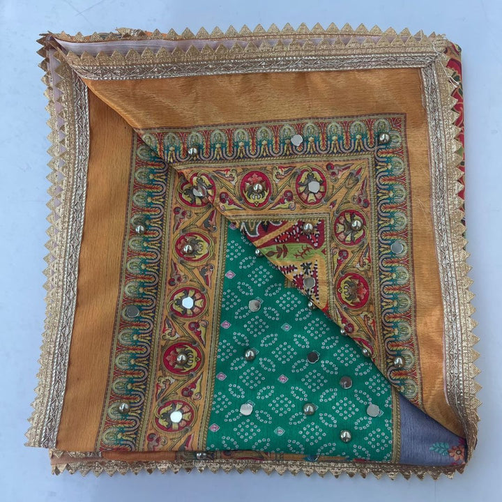 anokherang Dupattas Jugni Yellow Multicolor Mirror Stone Dupatta