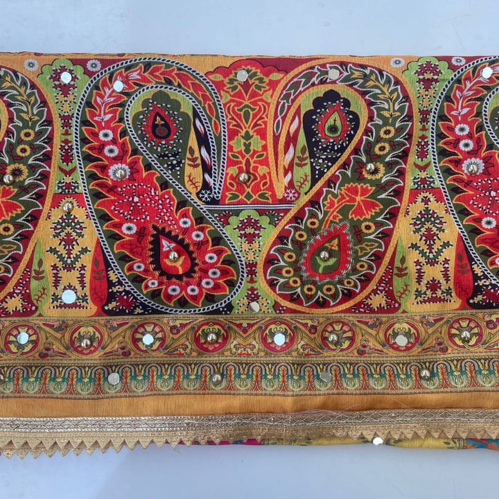 anokherang Dupattas Jugni Yellow Multicolor Mirror Stone Dupatta