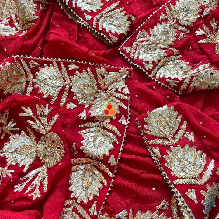 anokherang Dupattas Laal Sheesh Mahal Gotta Pati Chinnon Dupatta
