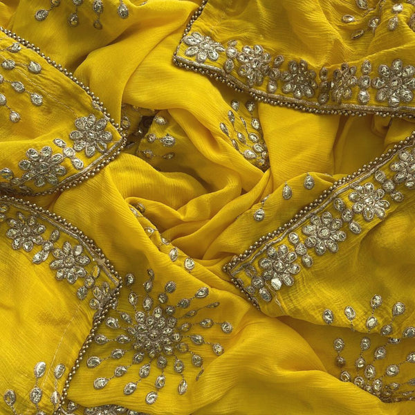 anokherang Dupattas Lemon Yellow Gota Patti Dupatta