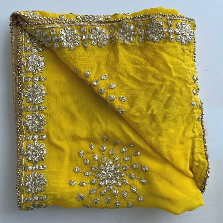 anokherang Dupattas Lemon Yellow Gota Patti Dupatta