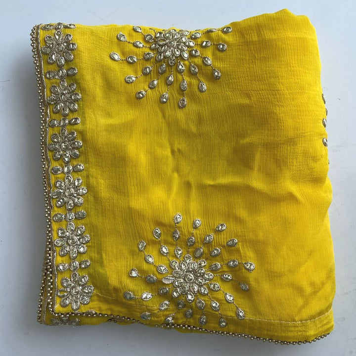 anokherang Dupattas Lemon Yellow Gota Patti Dupatta