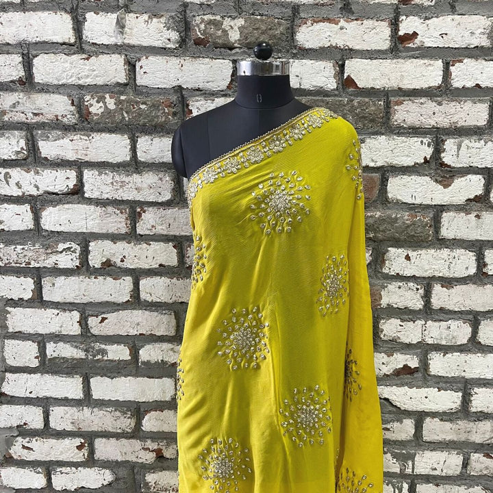 anokherang Dupattas Lemon Yellow Gota Patti Dupatta
