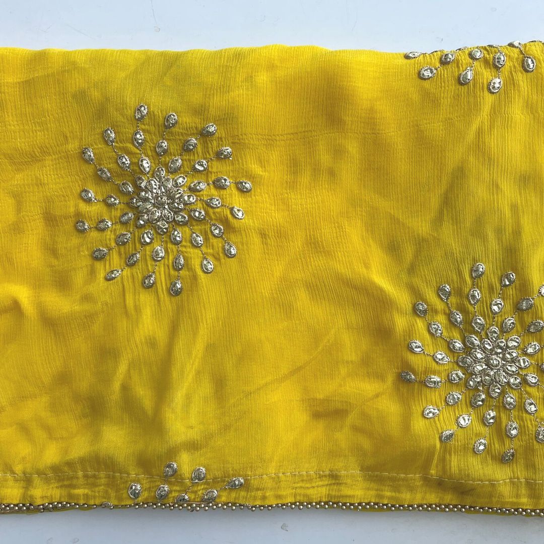 Yellow Heavy Gotta Patti Net Dupatta main image 0