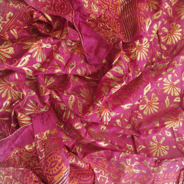 anokherang Dupattas Magenta Orange Tie and Dye Paisley Foil Dupatta