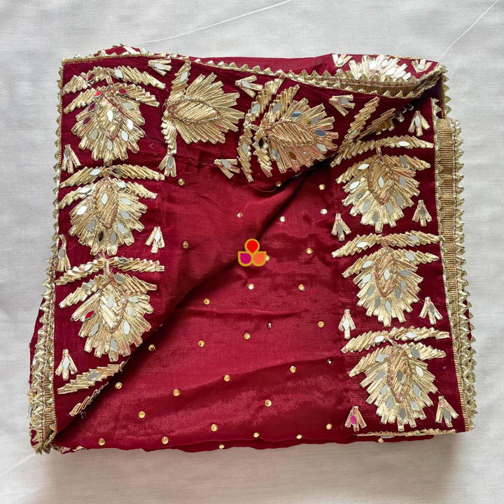 anokherang Dupattas Maroon Sheesh Mahal Gotta Pati Chinnon Dupatta