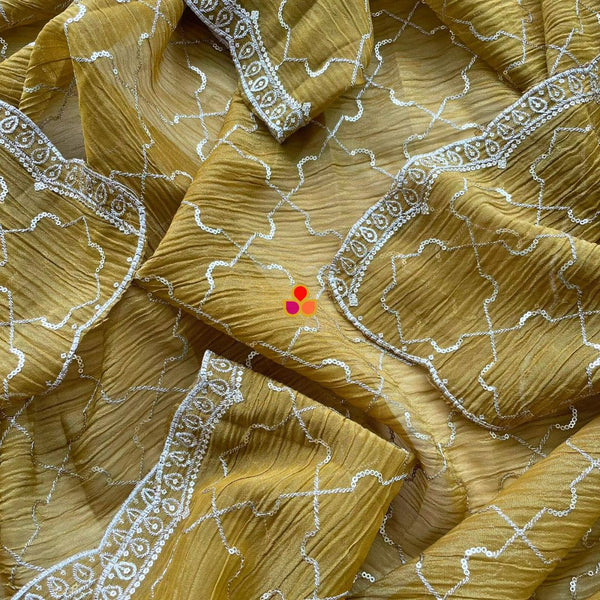 anokherang Dupattas Mehendi Green Embroidered Tissue Dupatta