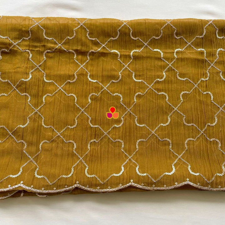 anokherang Dupattas Mehendi Green Embroidered Tissue Dupatta