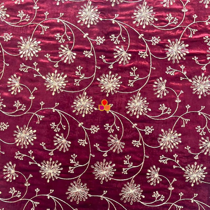 anokherang Dupattas Mehr Maroon Embroidered Velvet Dupatta