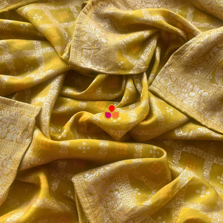 anokherang Dupattas Mustard Festive Banarasi Bandhej Dupatta