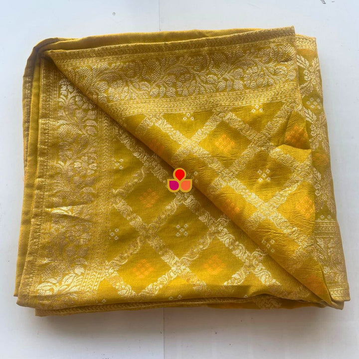 anokherang Dupattas Mustard Festive Banarasi Bandhej Dupatta