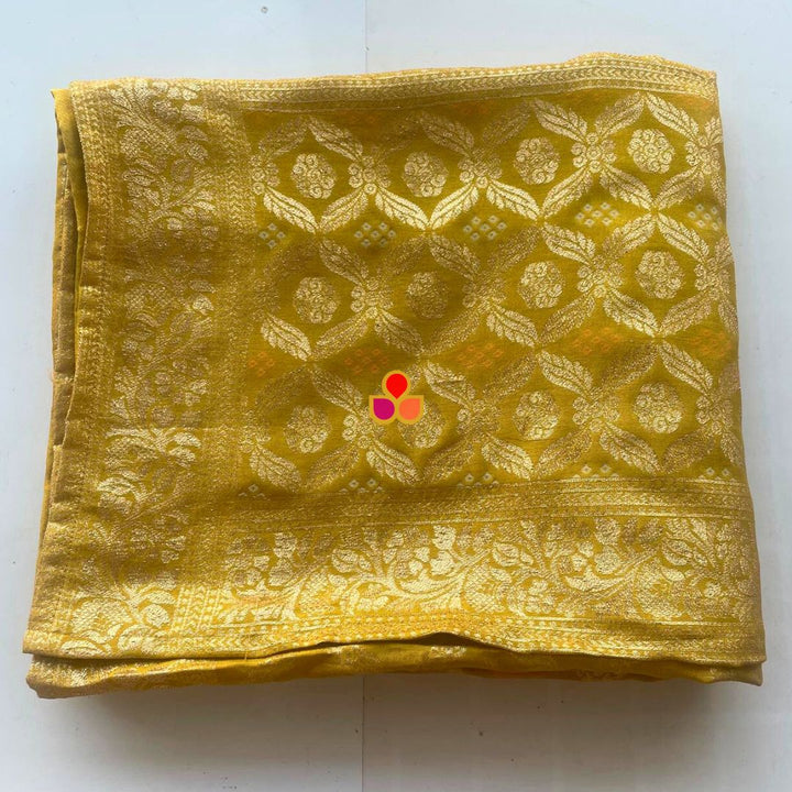 anokherang Dupattas Mustard Festive Banarasi Bandhej Dupatta