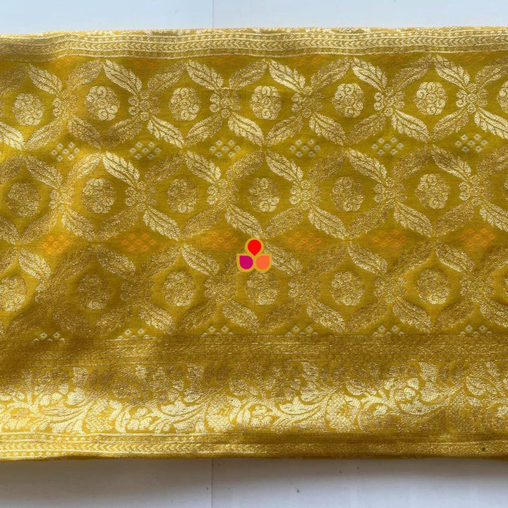 anokherang Dupattas Mustard Festive Banarasi Bandhej Dupatta