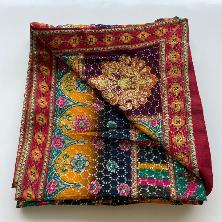 anokherang Dupattas Navratri Multicolor Sequin Embroidered Chinnon Dupatta
